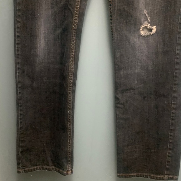 Urban Man Men's Straight Dark Blue Distressed Jeans - Picture 4 of 7